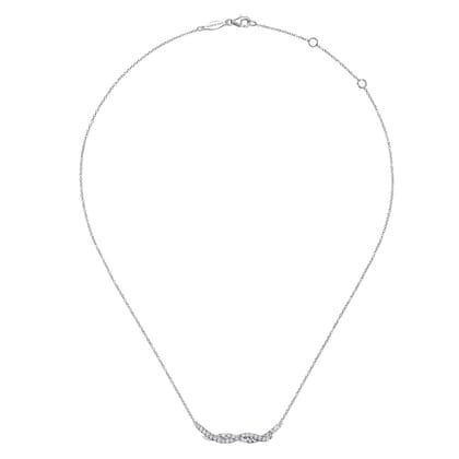 Hammered 925 Sterling Silver White Sapphire Twisted Bar Necklace