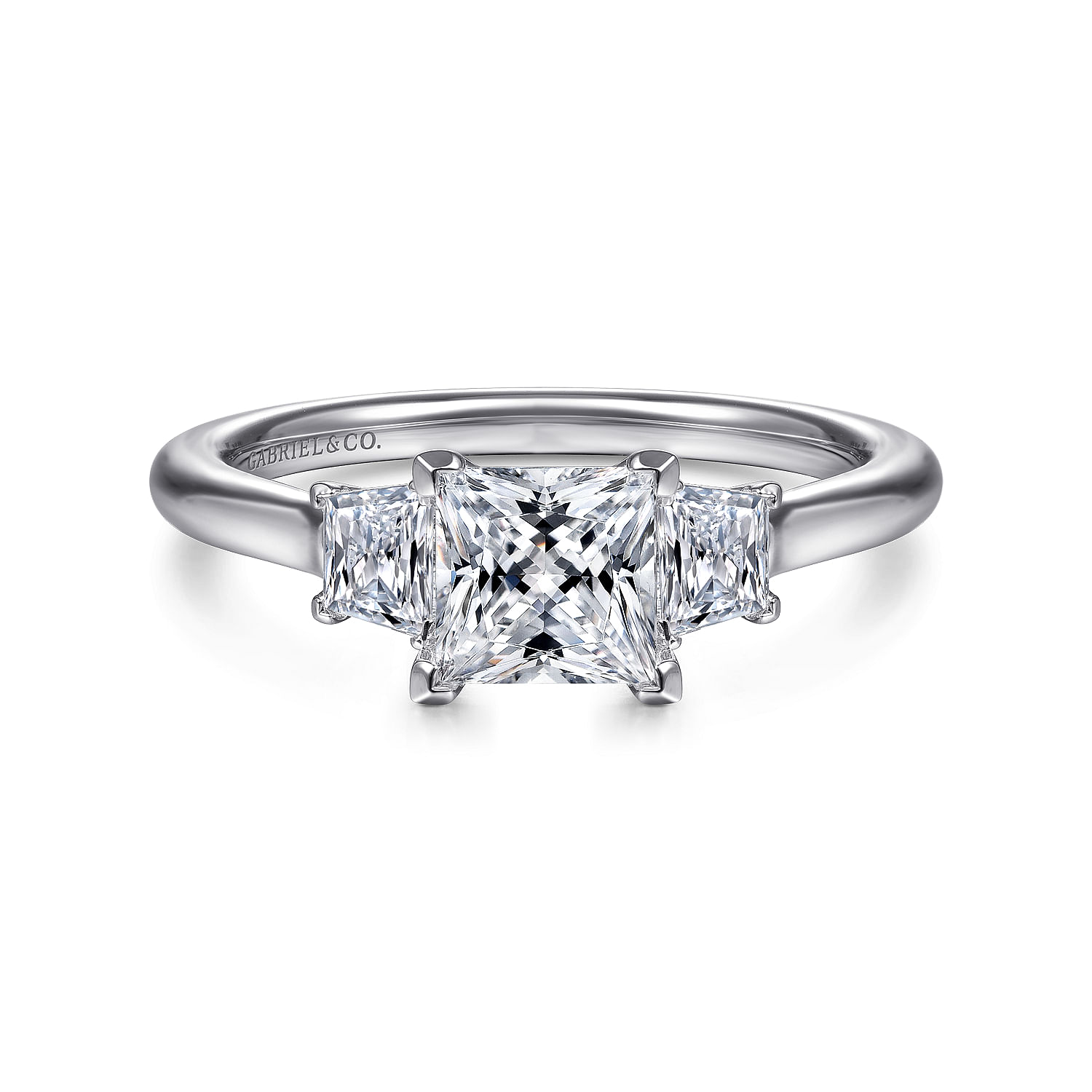 Lovely 14K White Gold hot Ring with 3 Stone Square Cut CZ, Size 6