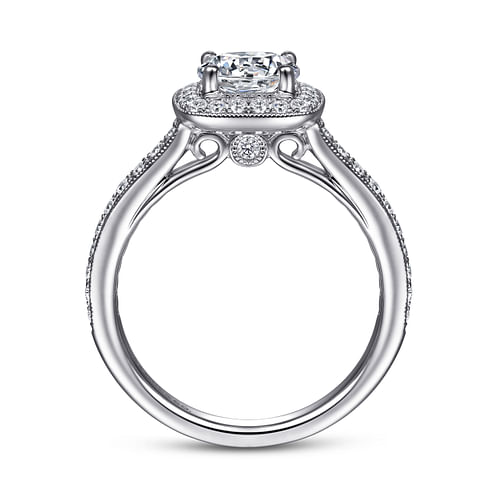 Harper - 14K White Gold Round Halo Diamond Engagement Ring - 0.34 ct - Shot 2