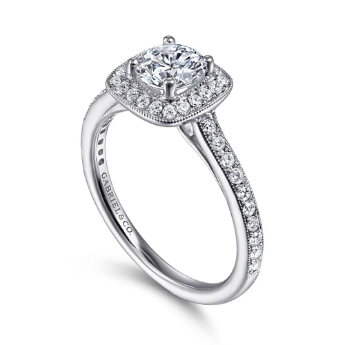 Harper - 14K White Gold Round Halo Diamond Engagement Ring - 0.34 ct - Shot 3