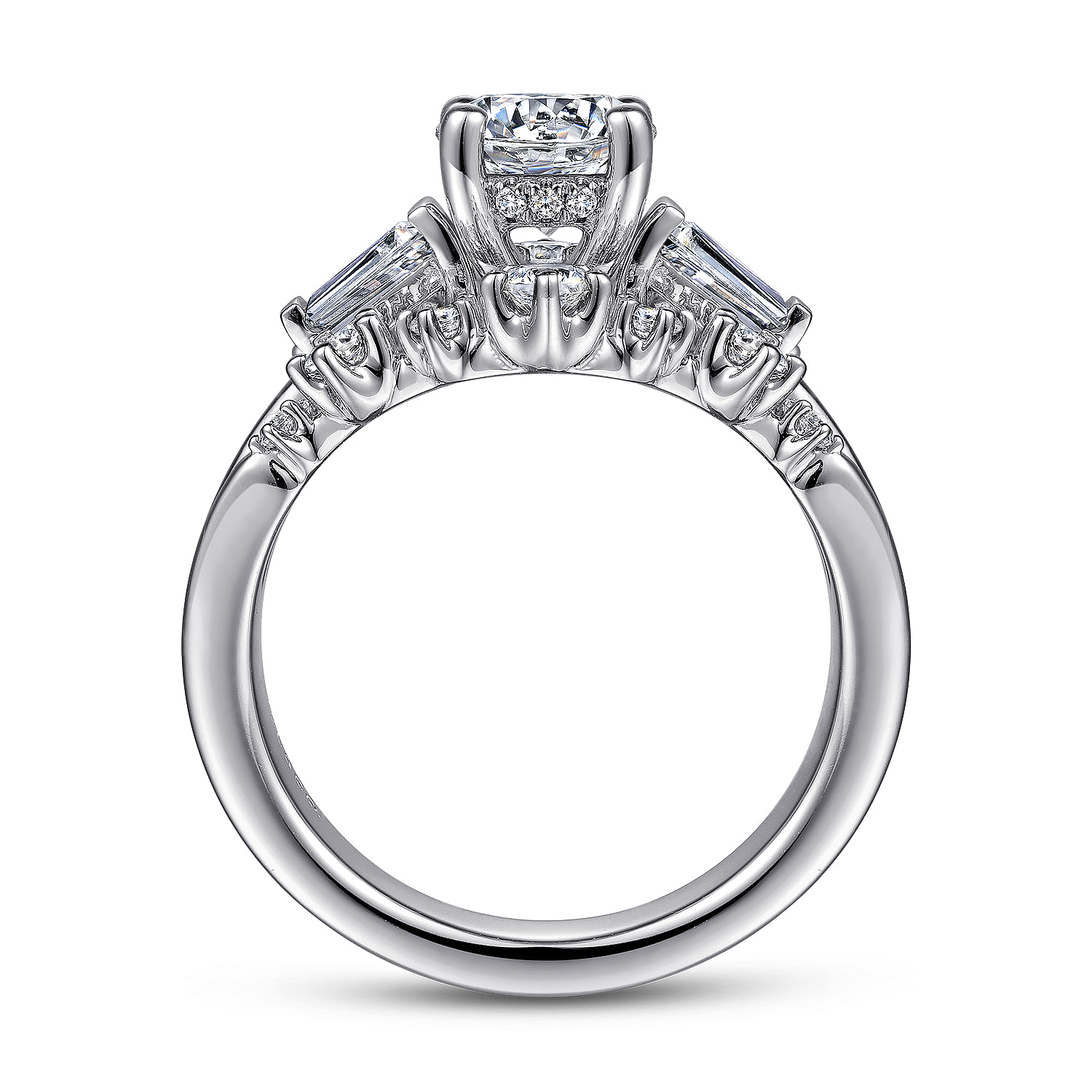 Harriett - 14K White Gold Round Three Stone Diamond Engagement Ring
