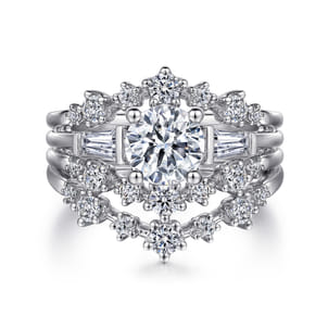 Harriett - 14K White Gold Round Three Stone Diamond Engagement Ring