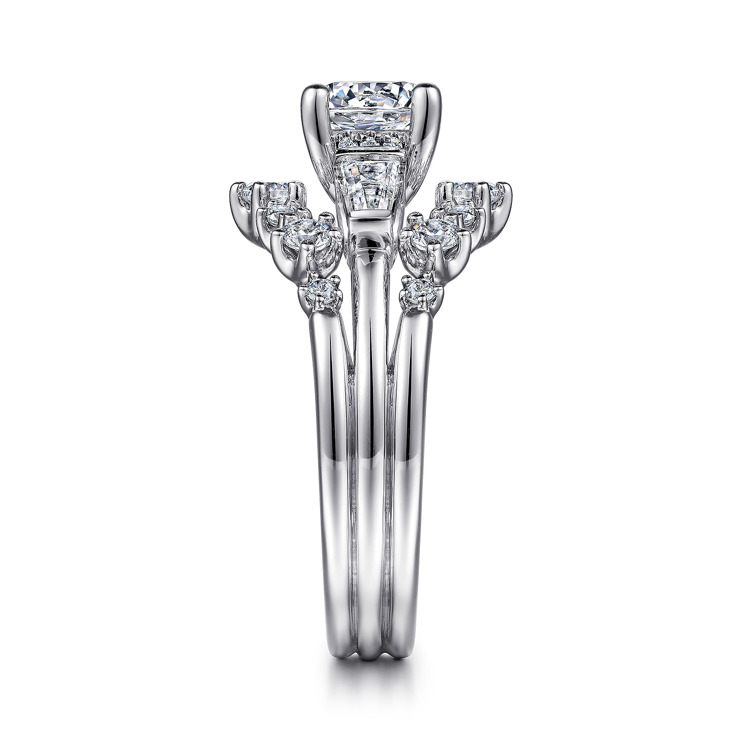 Harriett - 14K White Gold Round Three Stone Diamond Engagement Ring