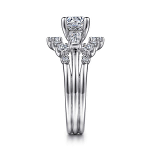 Harriett - 14K White Gold Round Three Stone Diamond Engagement Ring