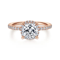 Hart - 14K Rose Gold Cushion Hidden Halo Diamond Engagement Ring