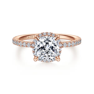 Hart - 14K Rose Gold Cushion Hidden Halo Diamond Engagement Ring