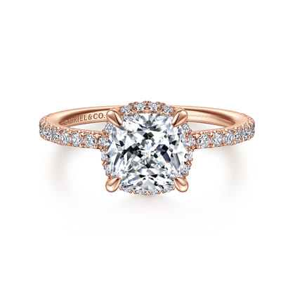Hart - 14K Rose Gold Cushion Hidden Halo Diamond Engagement Ring