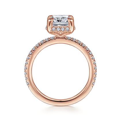 Hart - 14K Rose Gold Cushion Hidden Halo Diamond Engagement Ring