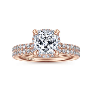 Hart - 14K Rose Gold Cushion Hidden Halo Diamond Engagement Ring