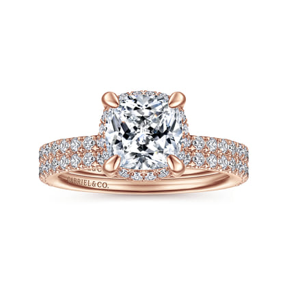Hart - 14K Rose Gold Cushion Hidden Halo Diamond Engagement Ring