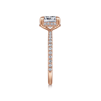 Hart - 14K Rose Gold Cushion Hidden Halo Diamond Engagement Ring