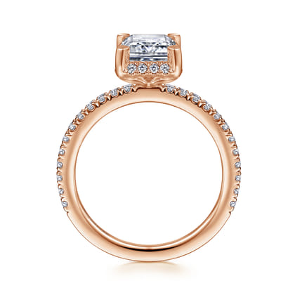 Hart - 14K Rose Gold Hidden Halo Emerald Cut Diamond Engagement Ring