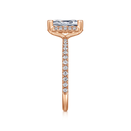 Hart - 14K Rose Gold Hidden Halo Emerald Cut Diamond Engagement Ring