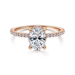 Hart - 14K Rose Gold Hidden Halo Oval Diamond Engagement Ring