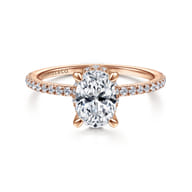 Hart - 14K Rose Gold Hidden Halo Oval Diamond Engagement Ring