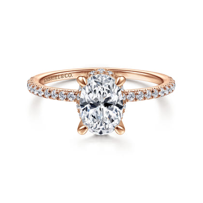 Hart - 14K Rose Gold Hidden Halo Oval Diamond Engagement Ring