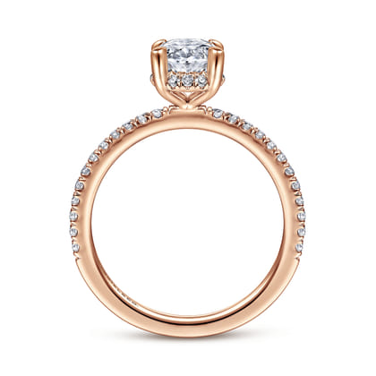 Hart - 14K Rose Gold Hidden Halo Oval Diamond Engagement Ring