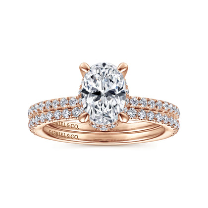 Hart - 14K Rose Gold Hidden Halo Oval Diamond Engagement Ring