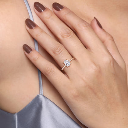 Hart - 14K Rose Gold Hidden Halo Oval Diamond Engagement Ring