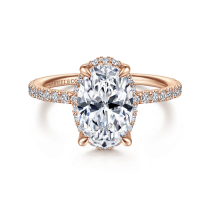 Hart - 14K Rose Gold Hidden Halo Oval Diamond Engagement Ring