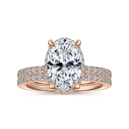 Hart - 14K Rose Gold Hidden Halo Oval Diamond Engagement Ring