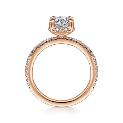 Hart - 14K Rose Gold Hidden Halo Round Diamond Engagement Ring