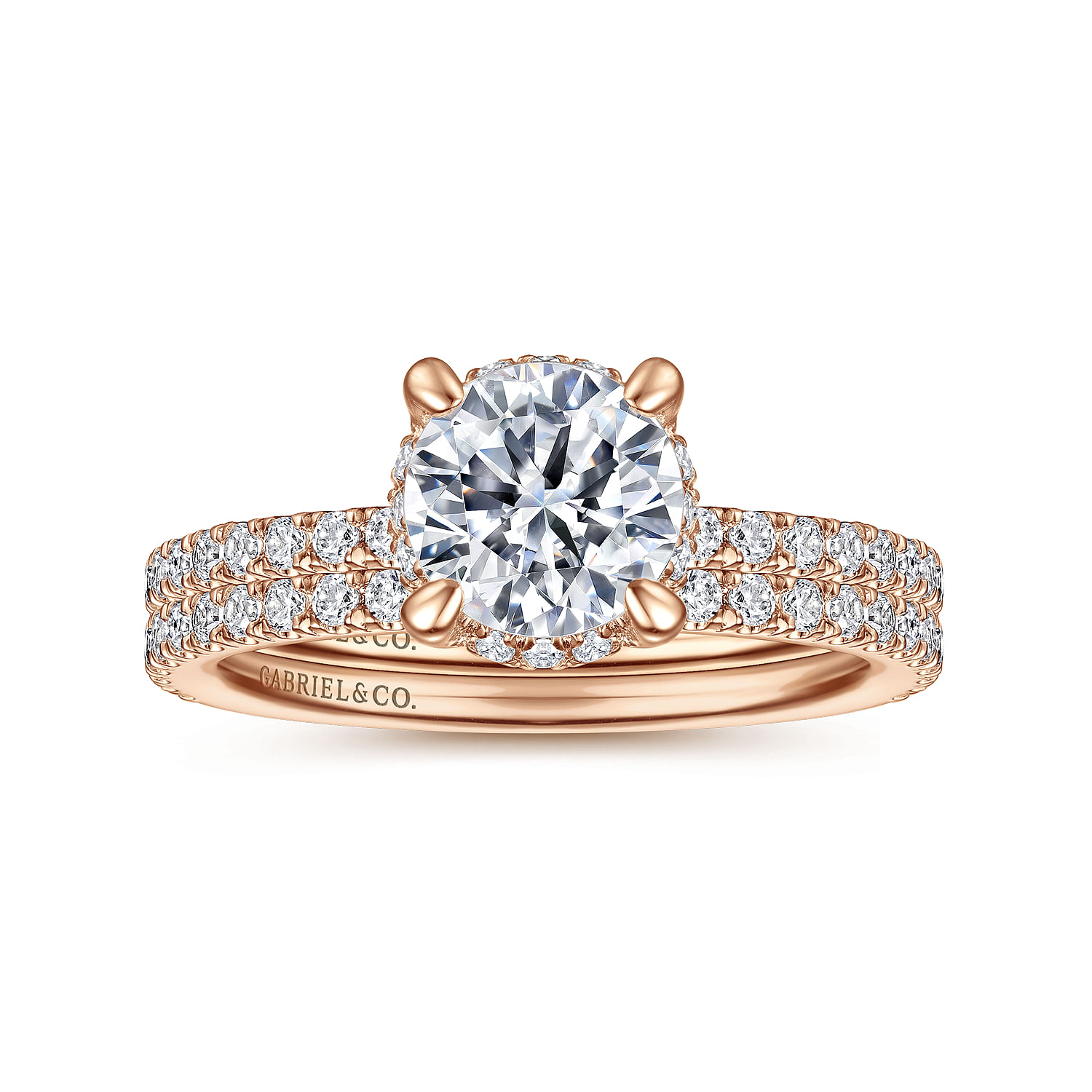 Hart - 14K Rose Gold Hidden Halo Round Diamond Engagement Ring