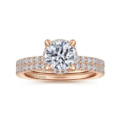 Hart - 14K Rose Gold Hidden Halo Round Diamond Engagement Ring