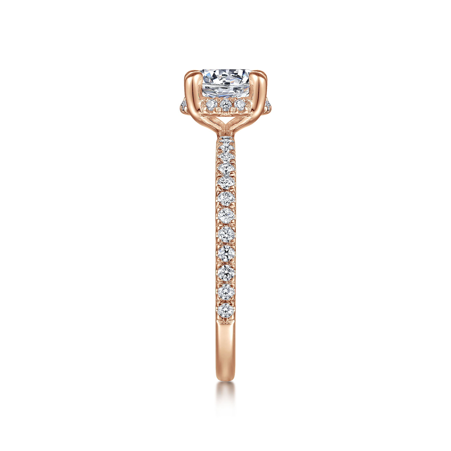 Hart - 14K Rose Gold Hidden Halo Round Diamond Engagement Ring