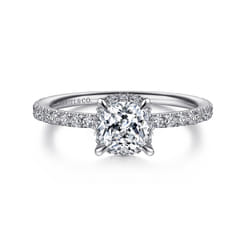 Hart - 14K White Gold Cushion Hidden Halo Diamond Engagement Ring