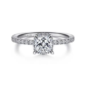 Hart - 14K White Gold Cushion Hidden Halo Diamond Engagement Ring