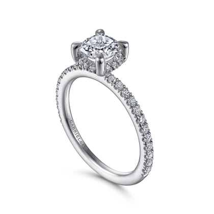 Hart - 14K White Gold Cushion Hidden Halo Diamond Engagement Ring
