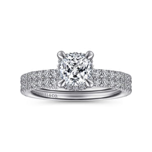 Hart - 14K White Gold Cushion Hidden Halo Diamond Engagement Ring
