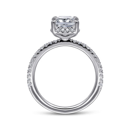 Hart - 14K White Gold Cushion Hidden Halo Diamond Engagement Ring