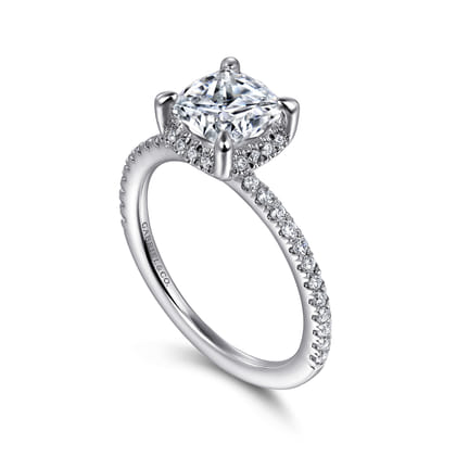 Hart - 14K White Gold Cushion Hidden Halo Diamond Engagement Ring