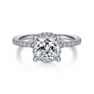 Hart - 14K White Gold Cushion Hidden Halo Diamond Engagement Ring