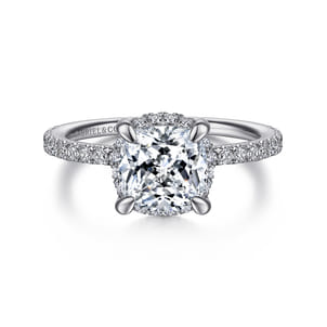 Hart - 14K White Gold Cushion Hidden Halo Diamond Engagement Ring