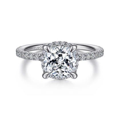 Hart - 14K White Gold Cushion Hidden Halo Diamond Engagement Ring