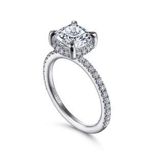 Hart - 14K White Gold Cushion Hidden Halo Diamond Engagement Ring