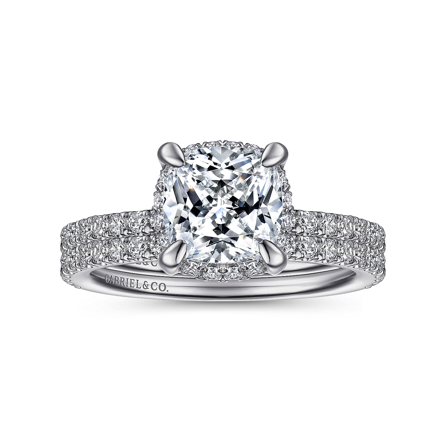 Hart - 14K White Gold Cushion Hidden Halo Diamond Engagement Ring