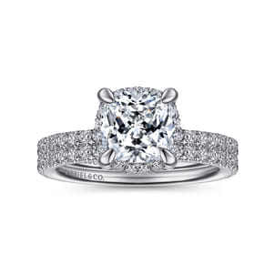 Hart - 14K White Gold Cushion Hidden Halo Diamond Engagement Ring