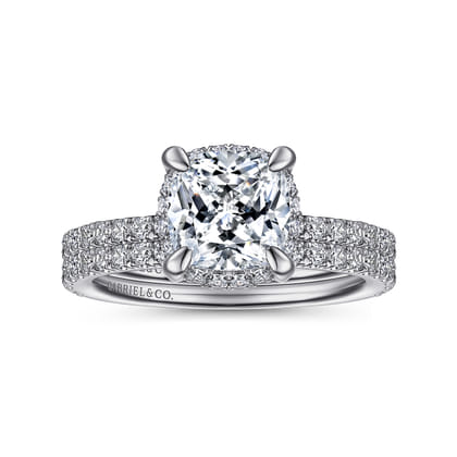 Hart - 14K White Gold Cushion Hidden Halo Diamond Engagement Ring