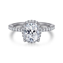 Hart - 14K White Gold Elongated Cushion Hidden Halo Diamond Engagement Ring