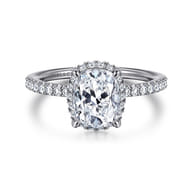 Hart - 14K White Gold Elongated Cushion Hidden Halo Diamond Engagement Ring