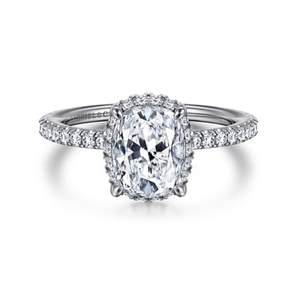 Hart - 14K White Gold Elongated Cushion Hidden Halo Diamond Engagement Ring