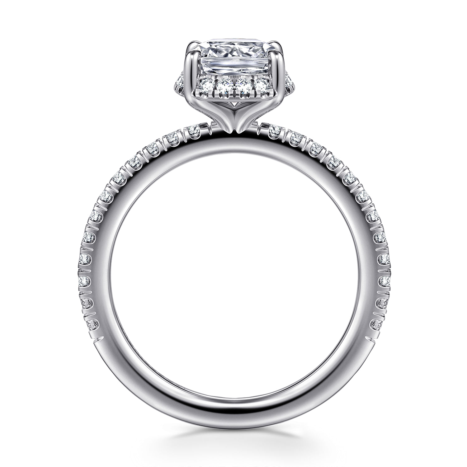 Hart - 14K White Gold Elongated Cushion Hidden Halo Diamond Engagement Ring