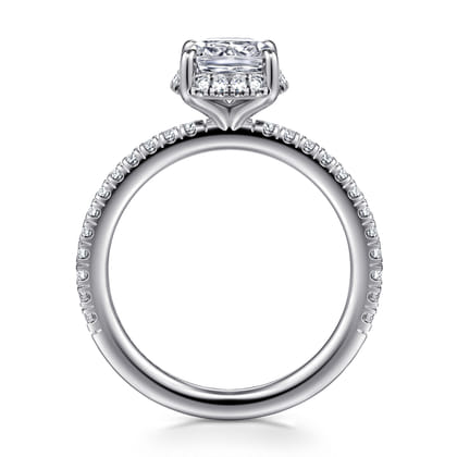 Hart - 14K White Gold Elongated Cushion Hidden Halo Diamond Engagement Ring