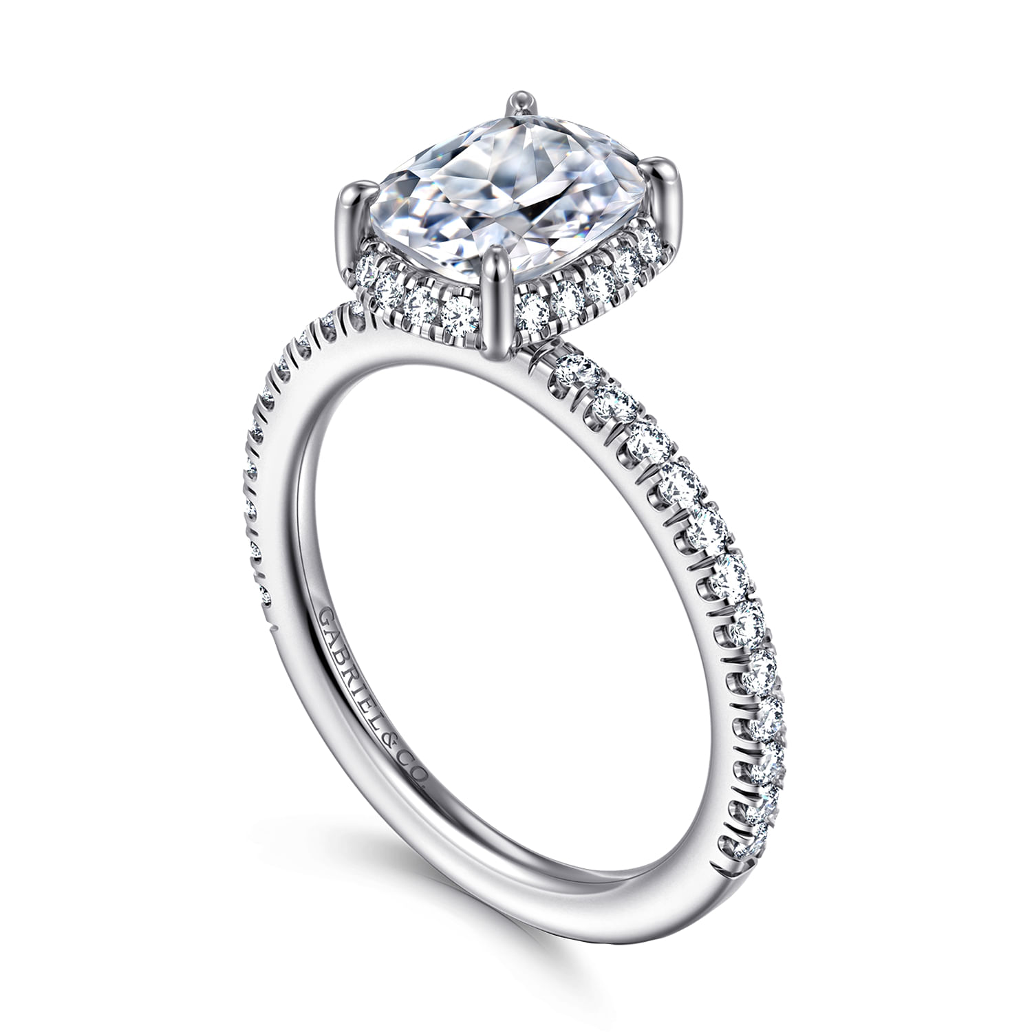 Hart - 14K White Gold Elongated Cushion Hidden Halo Diamond Engagement Ring