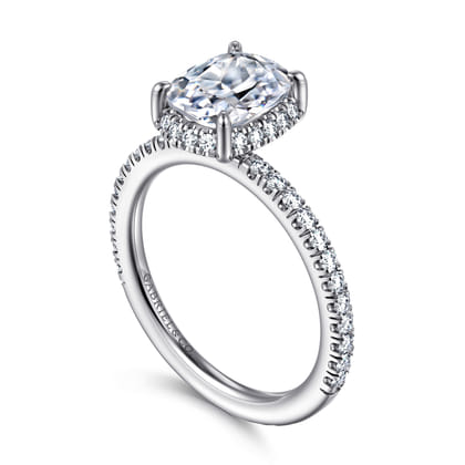 Hart - 14K White Gold Elongated Cushion Hidden Halo Diamond Engagement Ring