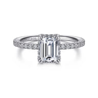 Hart - 14K White Gold Hidden Halo Emerald Cut Diamond Engagement Ring